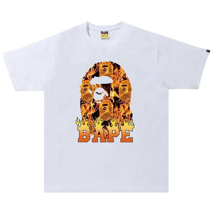 BAPE Bape Ape Head Flame T-Shirt White/Orange White/Orange