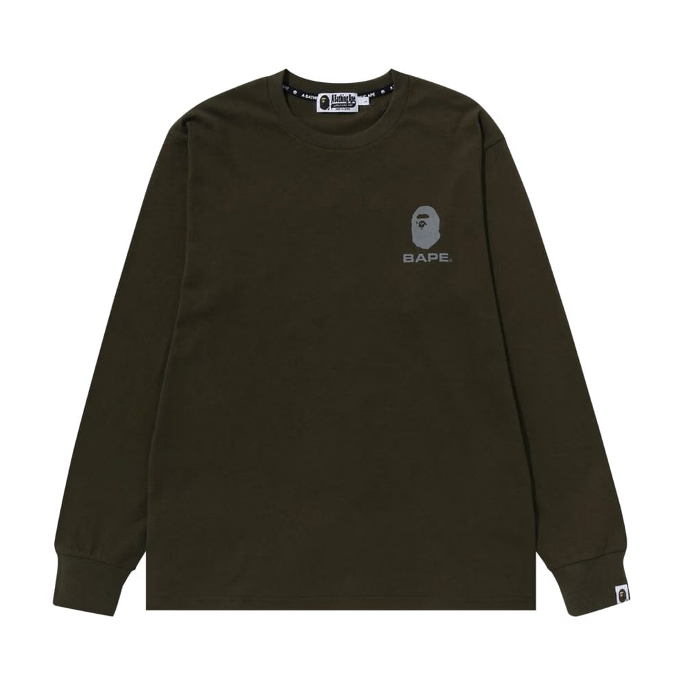 BAPE Reflective Print Long-Sleeve T-Shirt Olive Drab