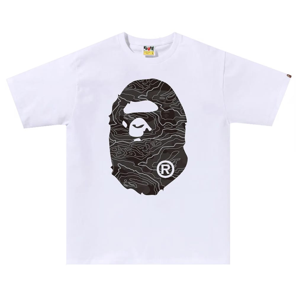 BAPE Layered Line Camo Big Ape Head T-Shirt White/Black