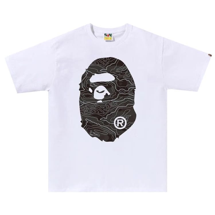 BAPE Layered Line Camo Big Ape Head T-Shirt White/Black