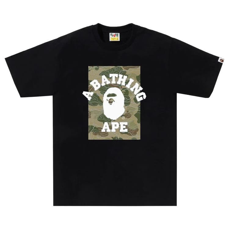 BAPE Layered Line Camo On College T-Shirt Black/Beige