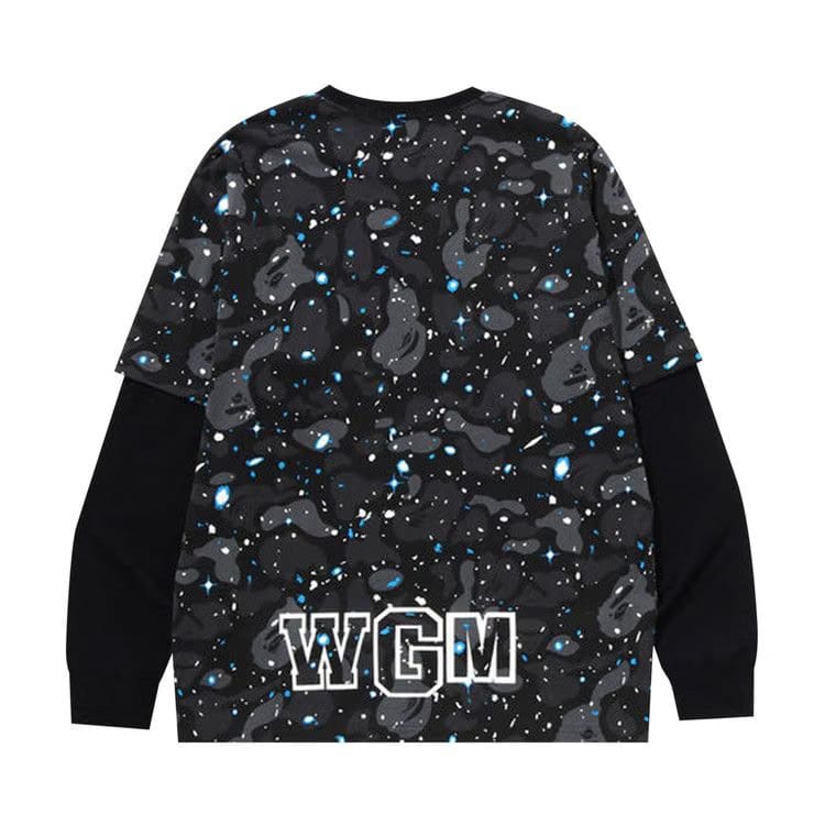 BAPE Space Camo Shark Layered Long-Sleeve T-Shirt Black