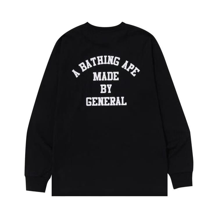 BAPE A Bathing Ape Lettered Long-Sleeve T-Shirt Black