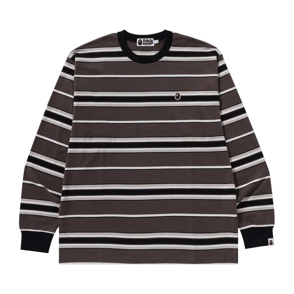 BAPE Ape Head One Point Stripe Relaxed Fit Long-Sleeve T-Shirt Black