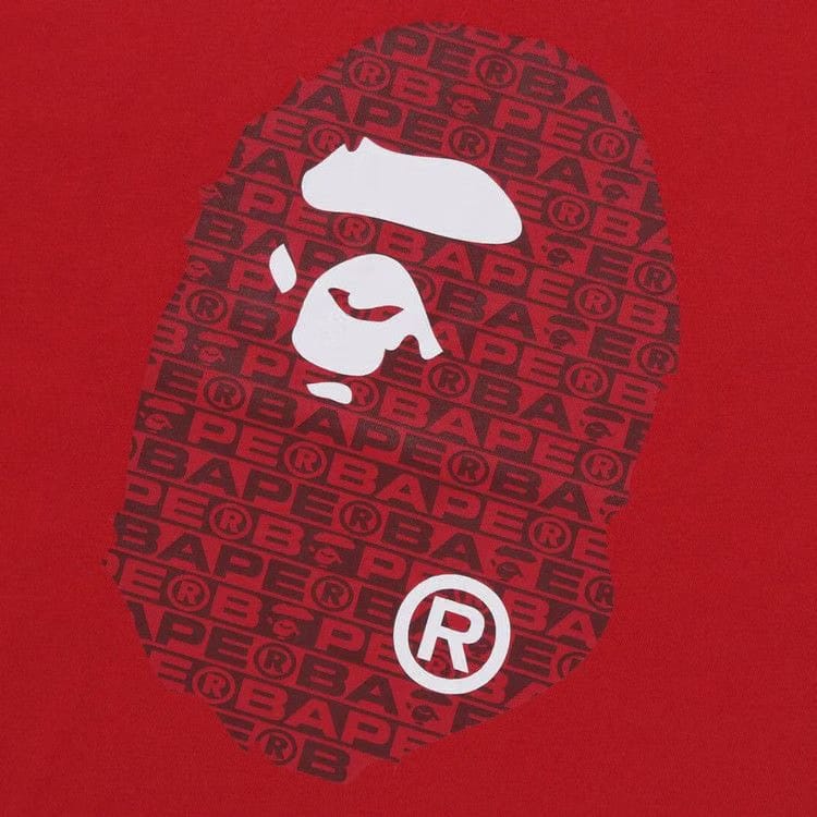 BAPE Lux Sport Pattern Ape Head Relaxed Fit T-Shirt Red