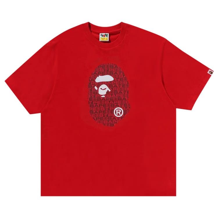 BAPE Lux Sport Pattern Ape Head Relaxed Fit T-Shirt Red