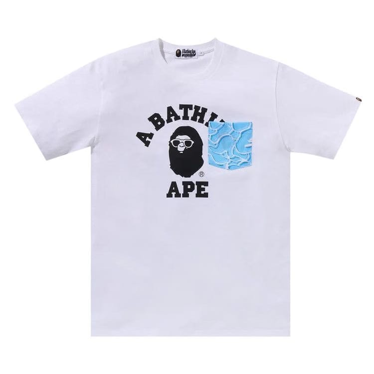 BAPE ABC Sea Surface Camo Pocket College T-Shirt White