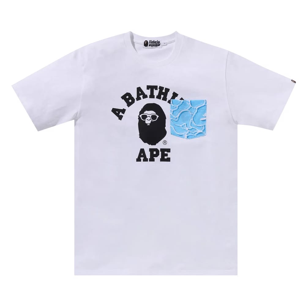 BAPE ABC Sea Surface Camo Pocket College T-Shirt White