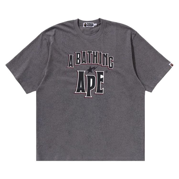 BAPE Crack Print Pattern Logo Relaxed Fit T-Shirt Black