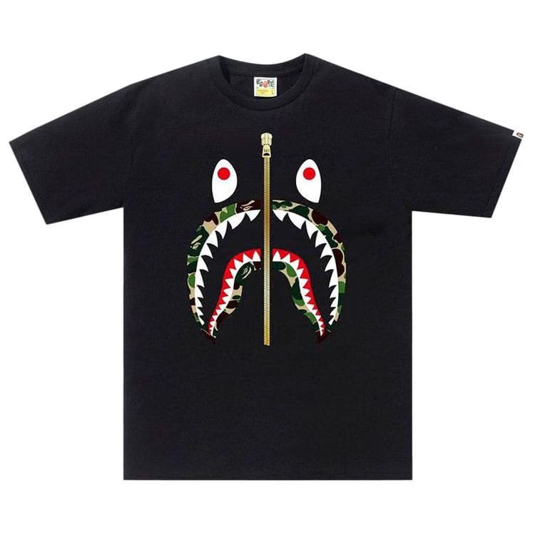 BAPE ABC Gold Zip Shark T-Shirt Black
