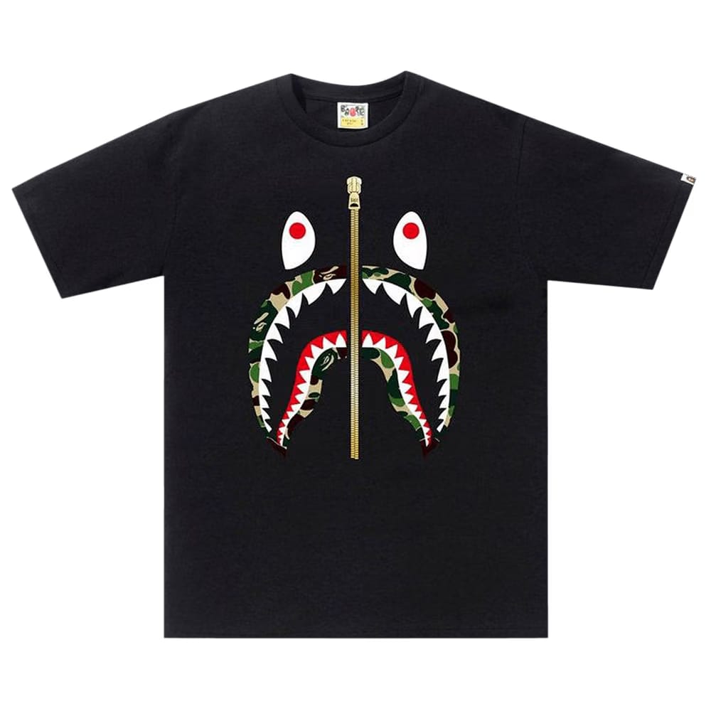 BAPE ABC Gold Zip Shark T-Shirt Black