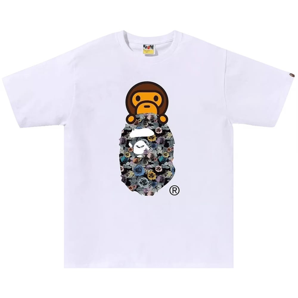 BAPE Floral Camo Milo On Ape Head T-Shirt White