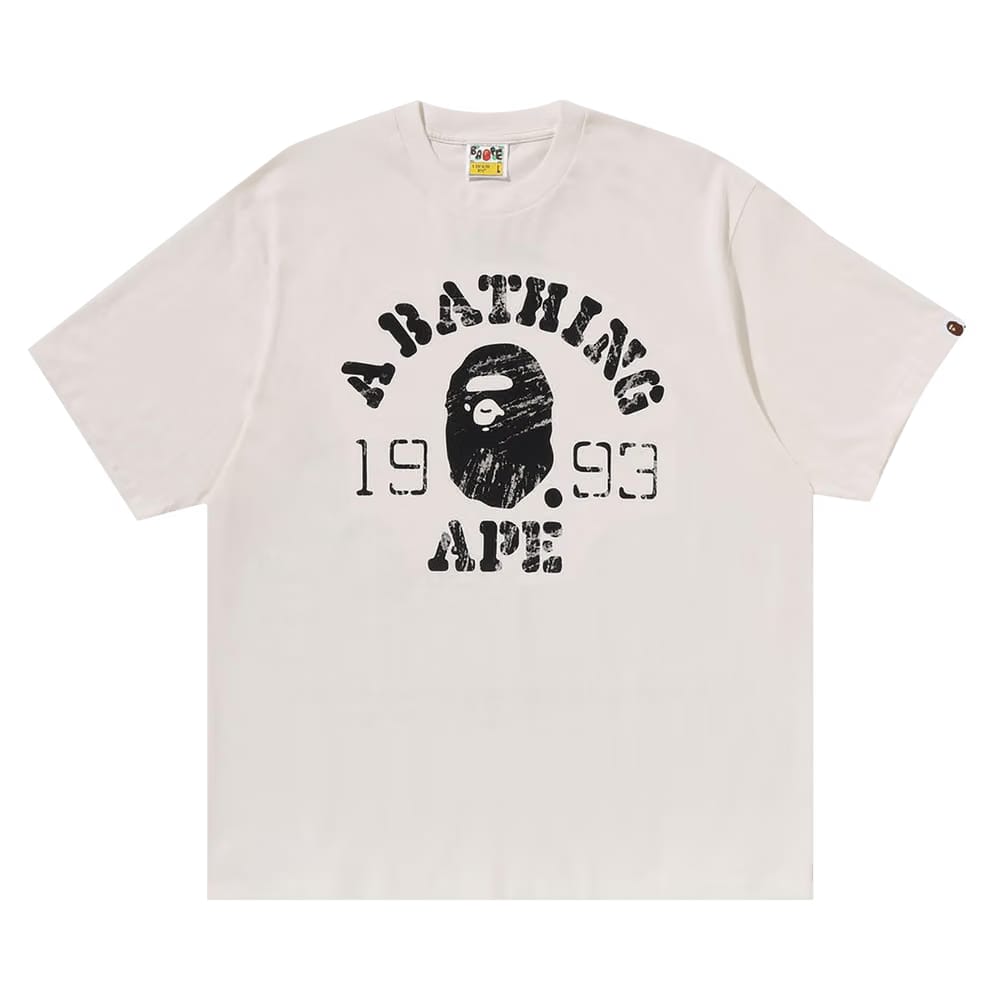 BAPE Screen Print College Relaxed Fit T-Shirt Ivory