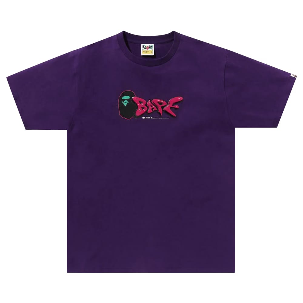 BAPE 3D Art Bape Logo T-Shirt Purple
