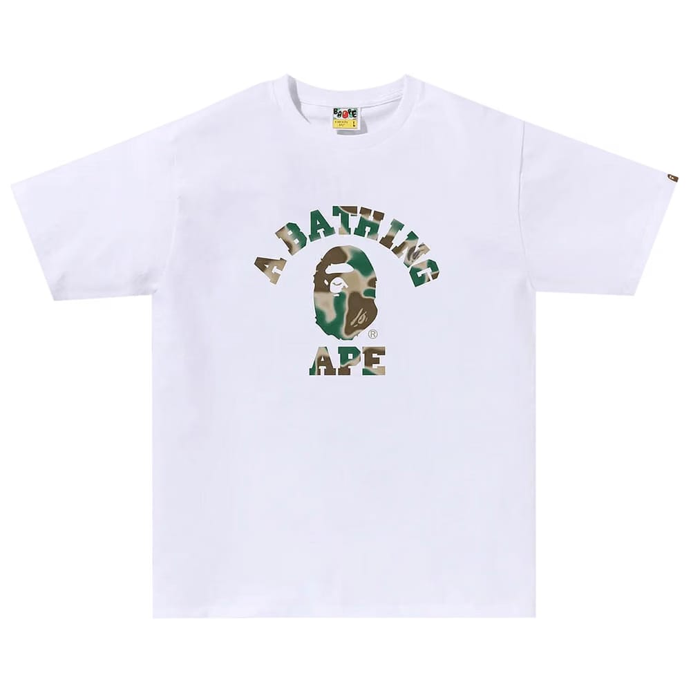 BAPE Liquid Camo College T-Shirt White/Olive Drab
