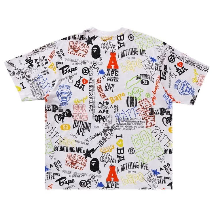BAPE Hand Draw Pattern Relaxed Fit T-Shirt White