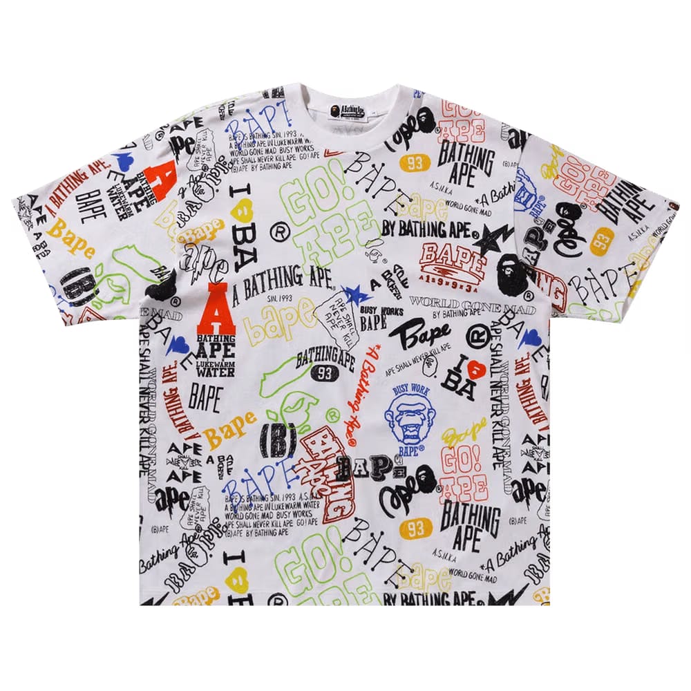 BAPE Hand Draw Pattern Relaxed Fit T-Shirt White