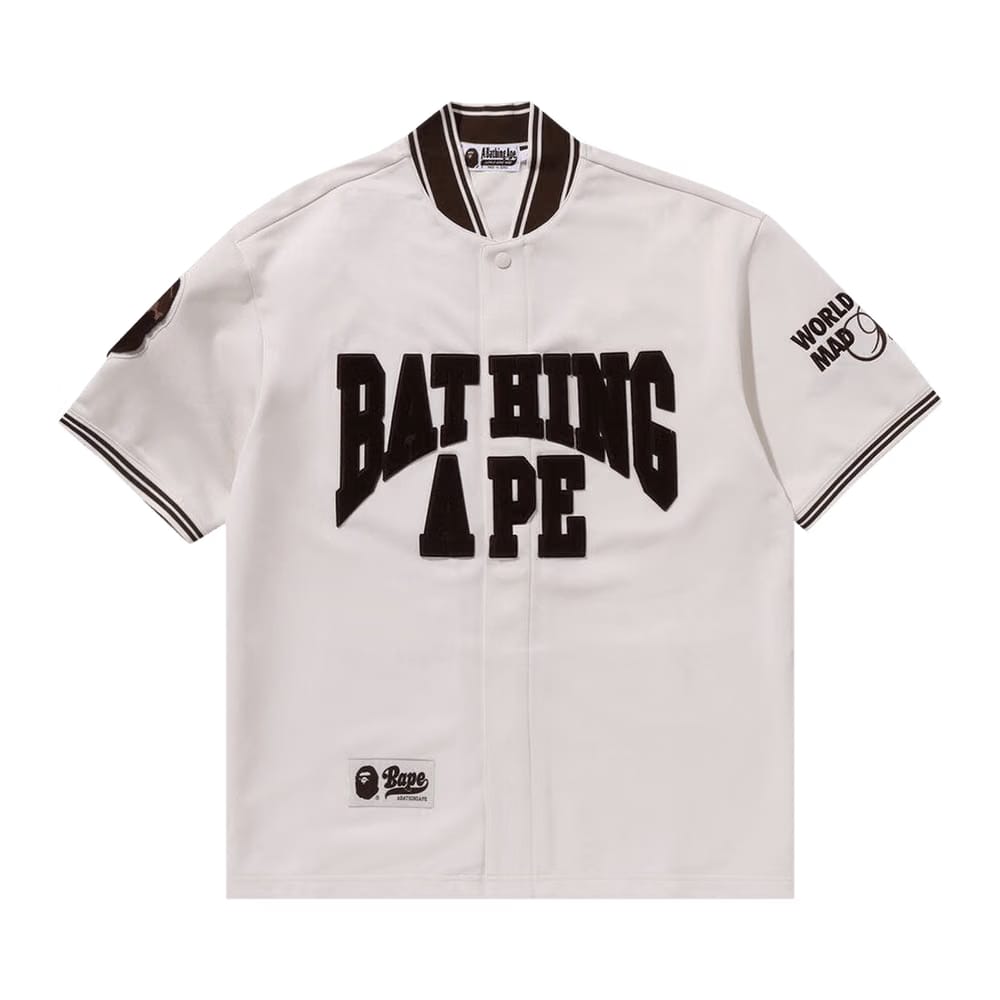 BAPE Baseball Jersey Shorts-Sleeve Shirt Ivory