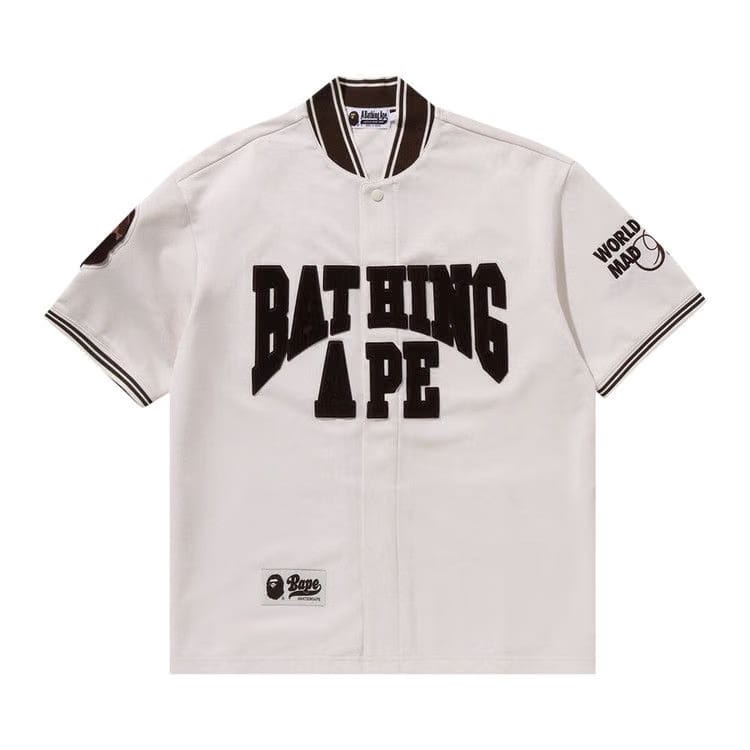 BAPE Baseball Jersey Shorts-Sleeve Shirt Ivory