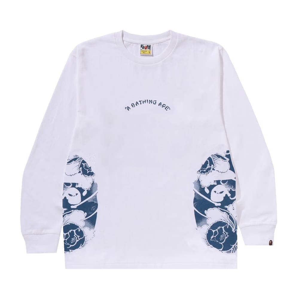 BAPE Japanese Tattoo Side Big Ape Head Long-Sleeve T-Shirt White