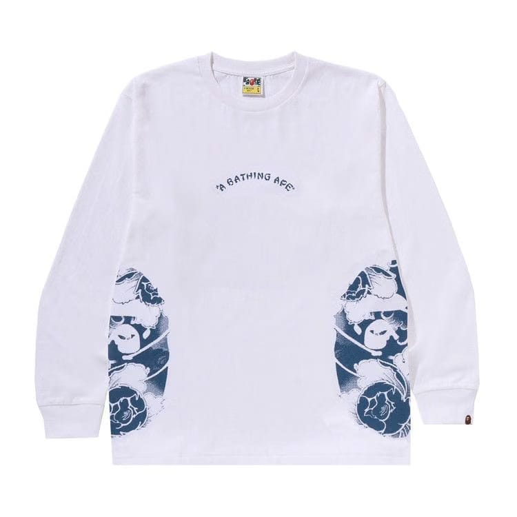 BAPE Japanese Tattoo Side Big Ape Head Long-Sleeve T-Shirt White
