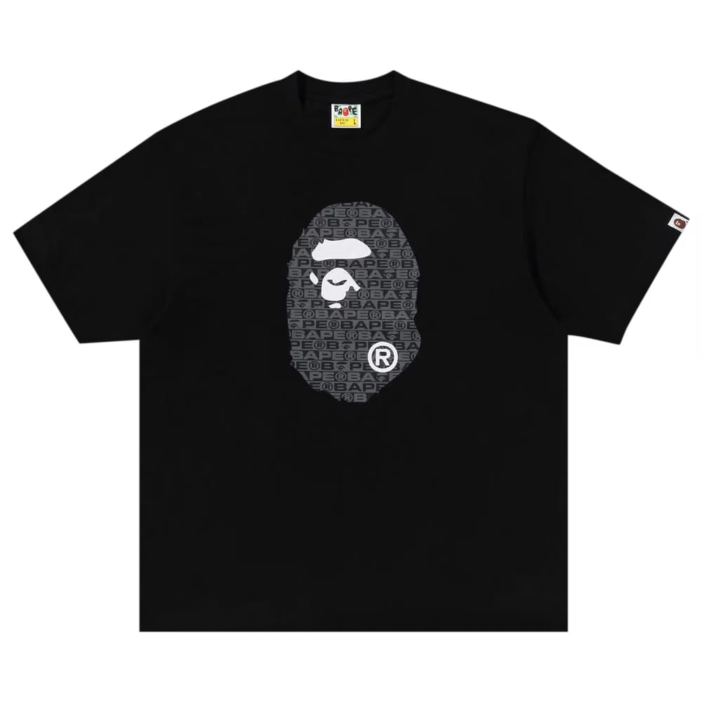 BAPE Lux Sport Pattern Ape Head Relaxed Fit T-Shirt Black