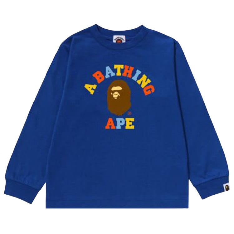 BAPE Kids Colors College Long-Sleeve T-Shirt Blue