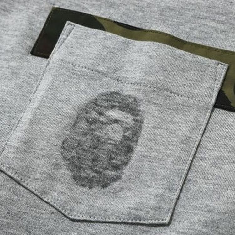 BAPE Reverse Ape Head Pocket T-Shirt Grey