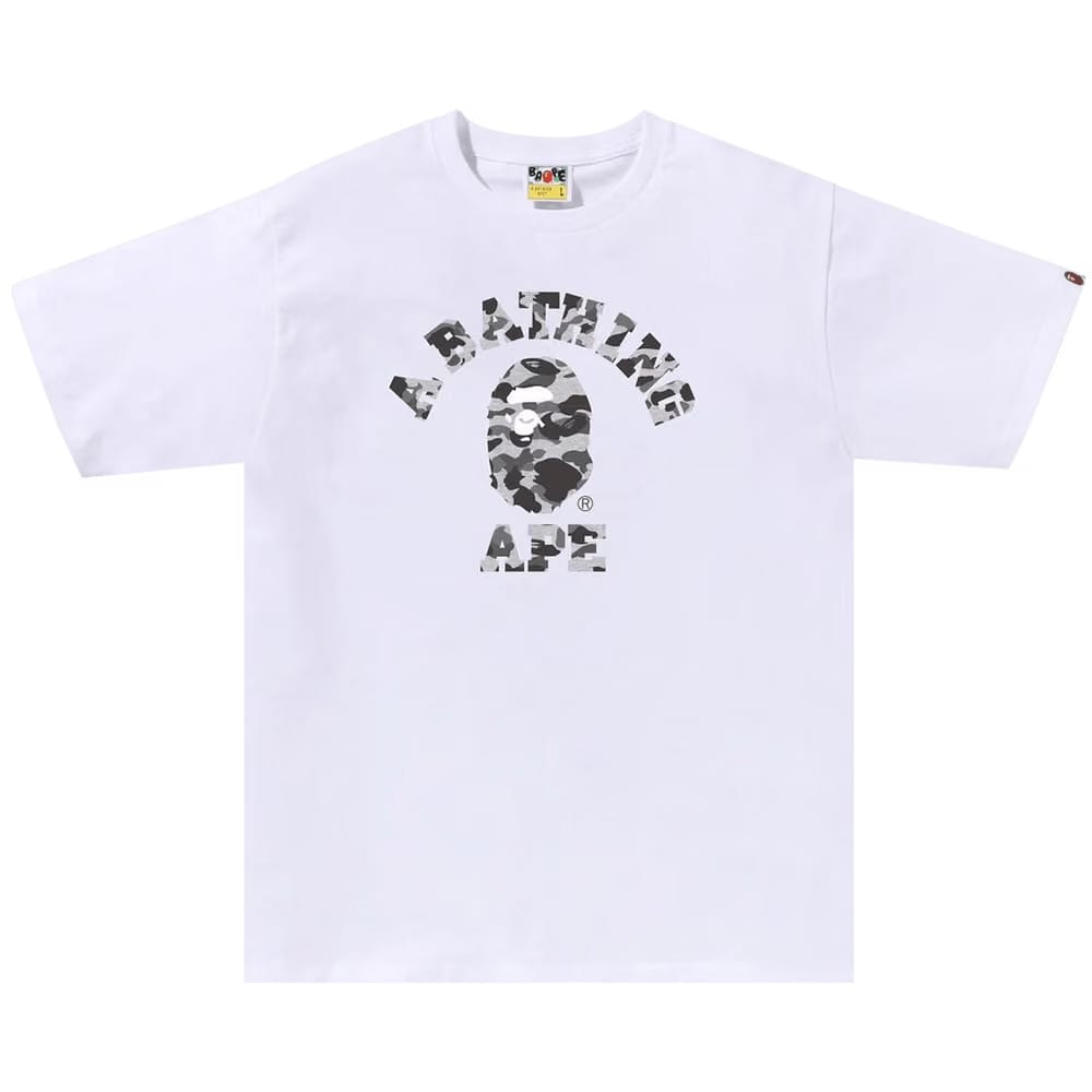 BAPE Heather Grey Camo College T-Shirt White