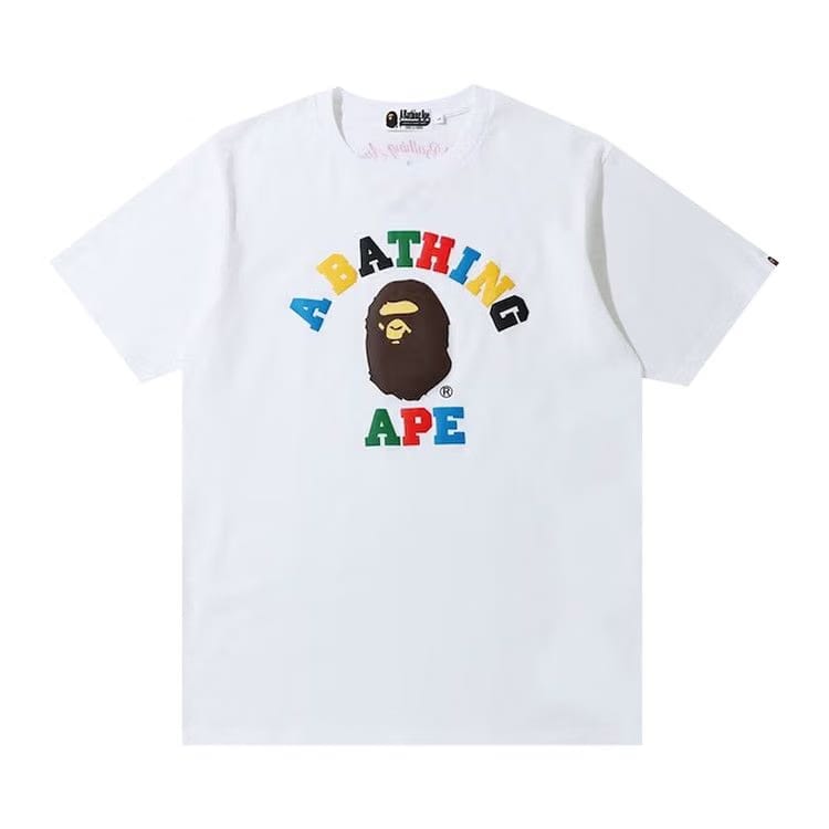 BAPE Multi Color Letters College T-Shirt White