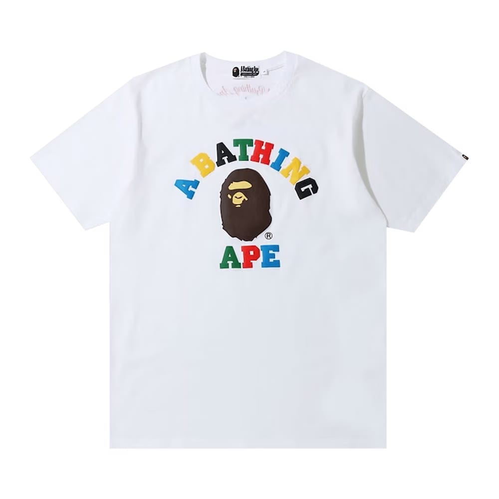 BAPE Multi Color Letters College T-Shirt White