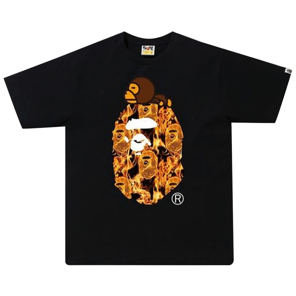 BAPE Flame Milo On Big Ape T-Shirt Black/Orange