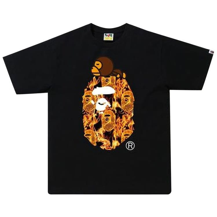 BAPE Flame Milo On Big Ape T-Shirt Black/Orange