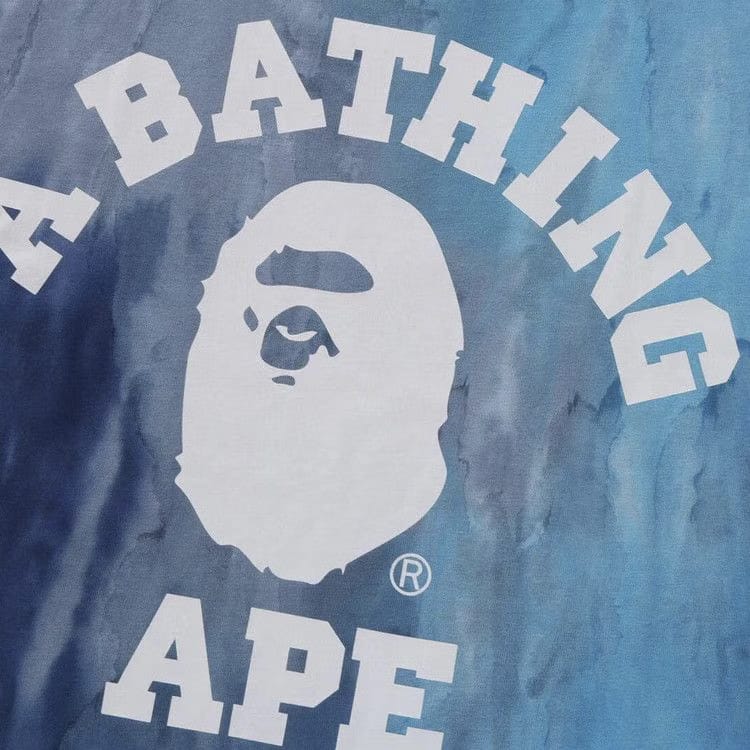 BAPE Ice Dye College Relaxed Fit T-Shirt Blue