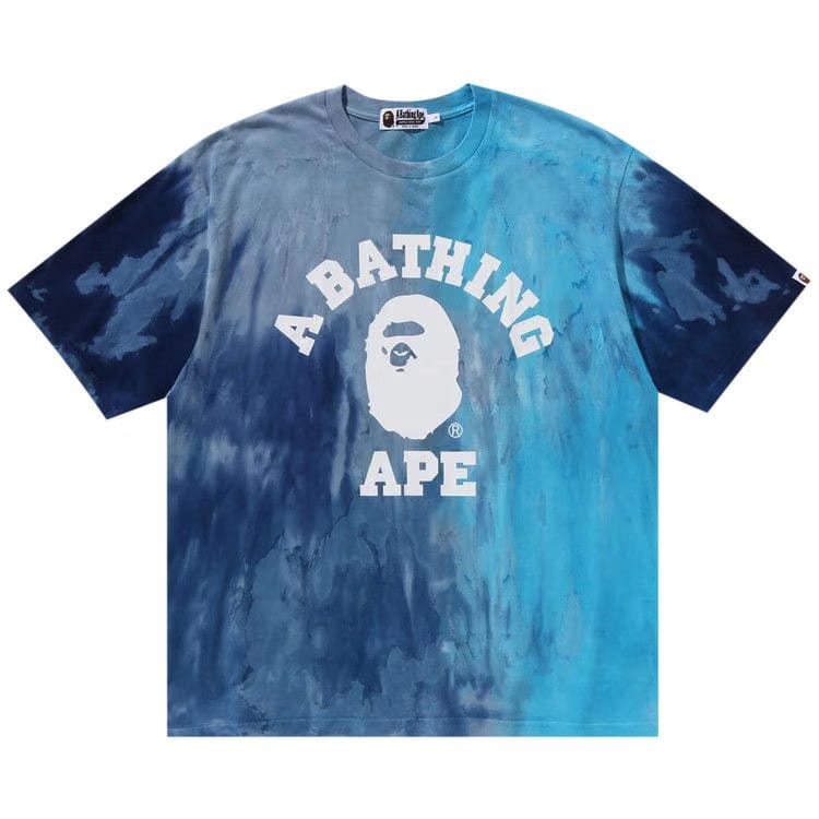 BAPE Ice Dye College Relaxed Fit T-Shirt Blue
