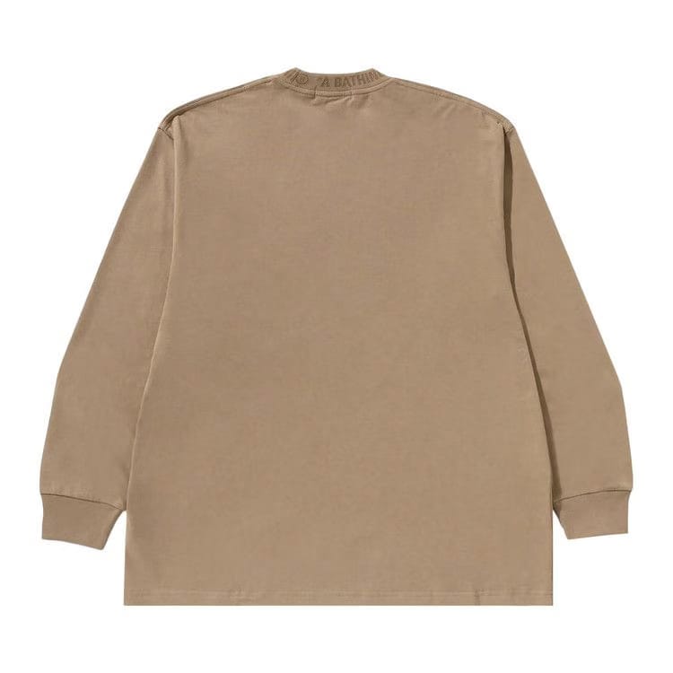 BAPE One Point Ape Head Relaxed Fit Long-Sleeve T-Shirt Beige