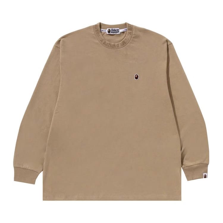 BAPE One Point Ape Head Relaxed Fit Long-Sleeve T-Shirt Beige