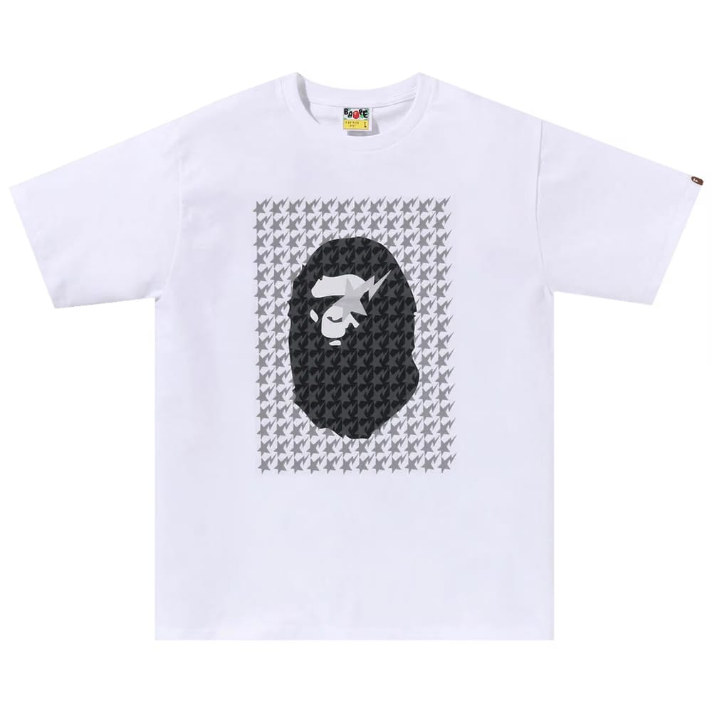BAPE Sta Houndstooth Ape Head T-Shirt White/Black