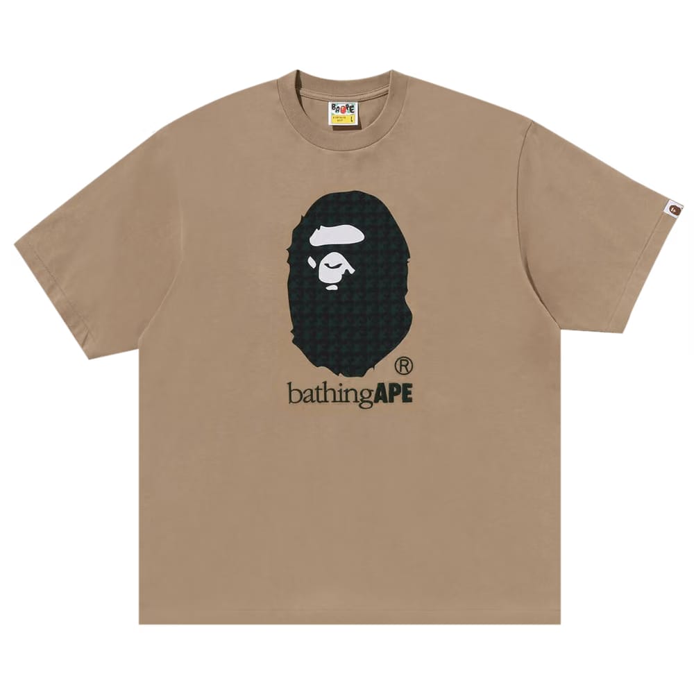 BAPE Sta Houndstooth By Bathing Ape Relaxed Fit T-Shirt Beige