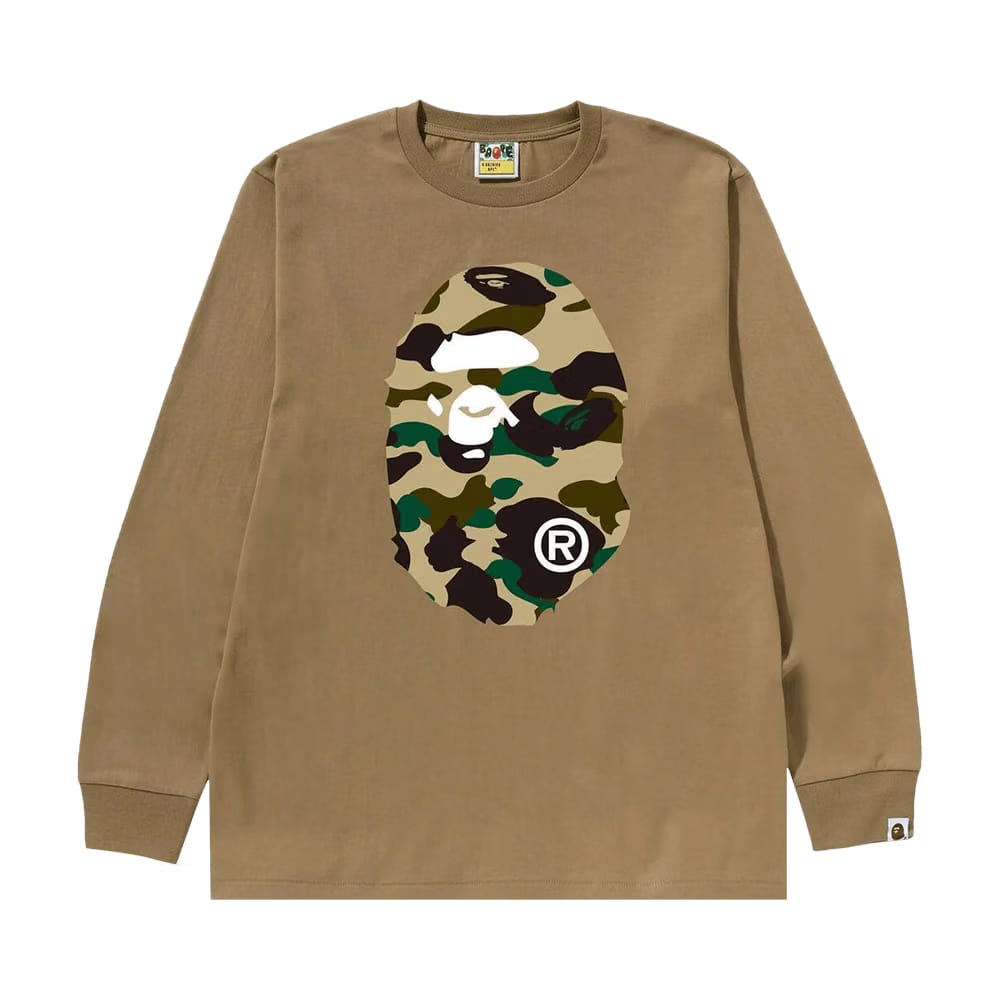 BAPE 1st Camo Big Ape Head Long-Sleeve T-Shirt Beige/Yellow