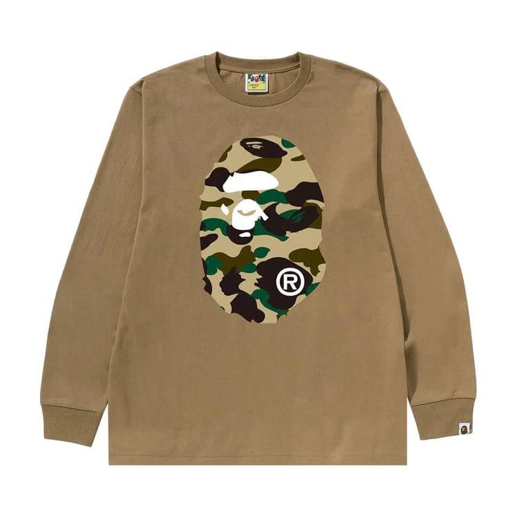BAPE 1st Camo Big Ape Head Long-Sleeve T-Shirt Beige/Yellow
