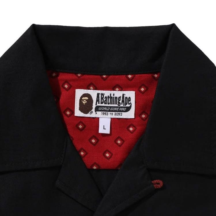 BAPE Dragon Embroidery Open Collar Shirt Black