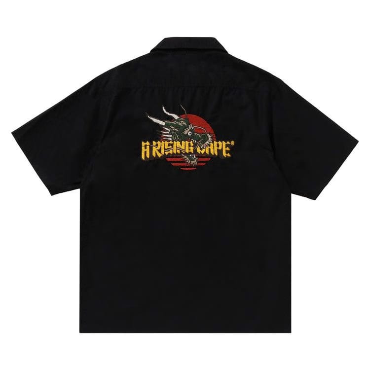 BAPE Dragon Embroidery Open Collar Shirt Black