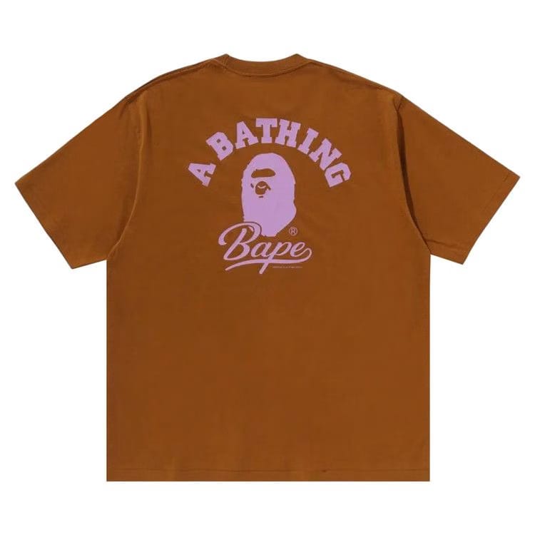 BAPE Cursive College Logo Relaxed Fit T-Shirt Brown