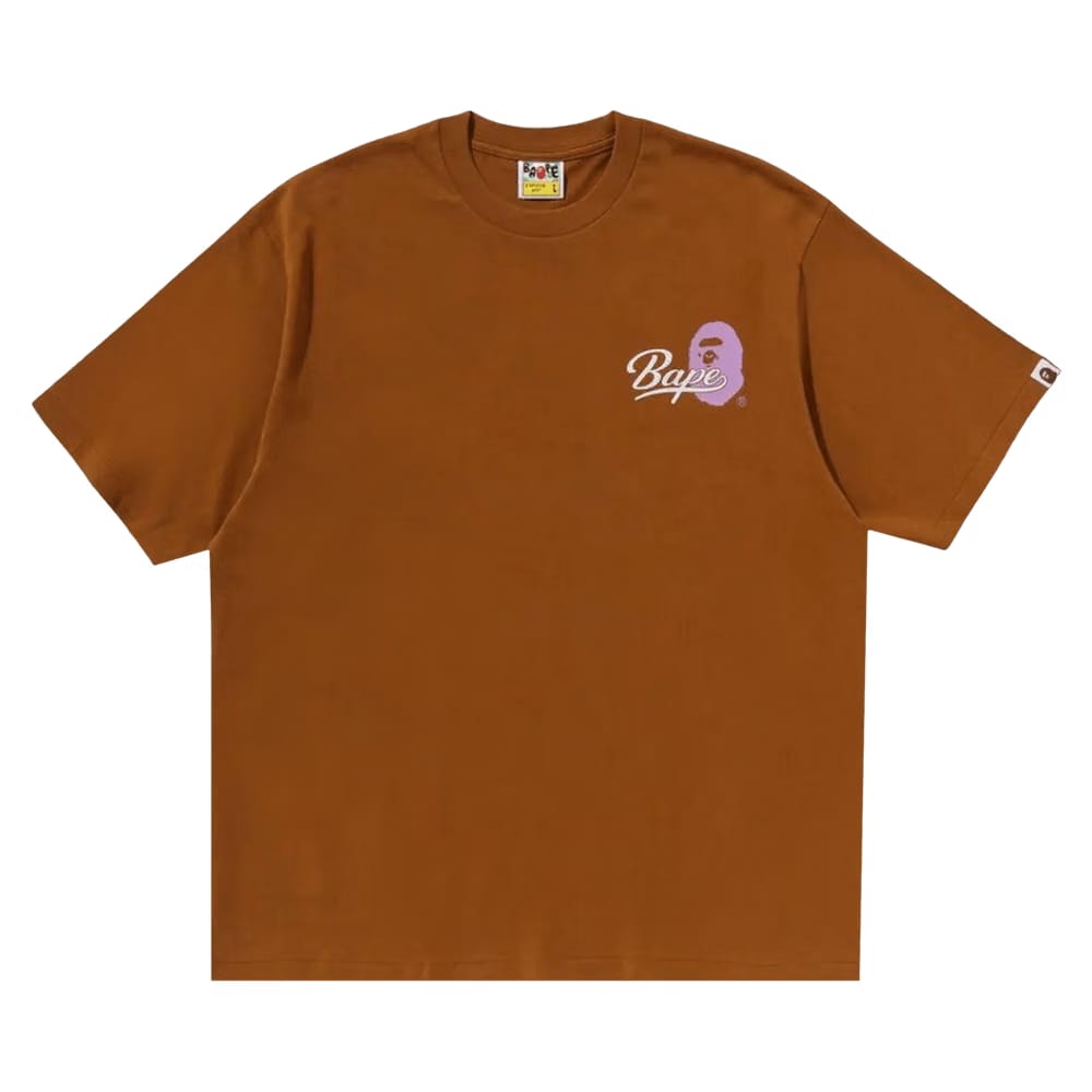 BAPE Cursive College Logo Relaxed Fit T-Shirt Brown