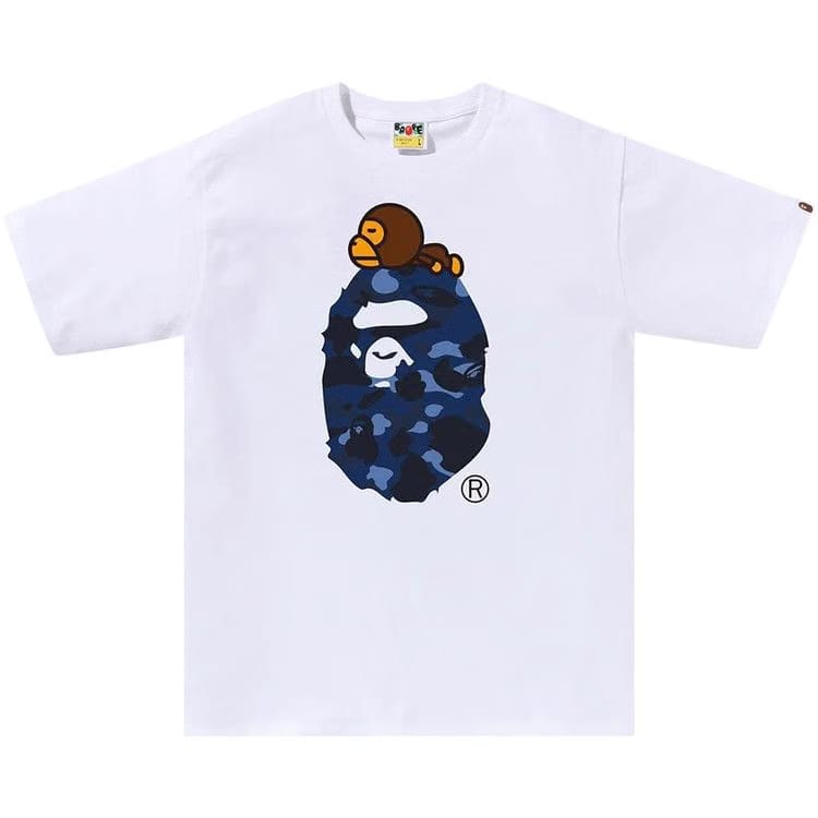 BAPE Color Camo Milo On Big Ape T-Shirt White/Navy