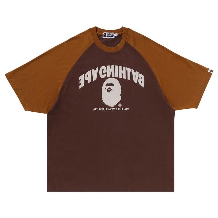 BAPE College Relaxed Fit Raglan T-Shirt Brown
