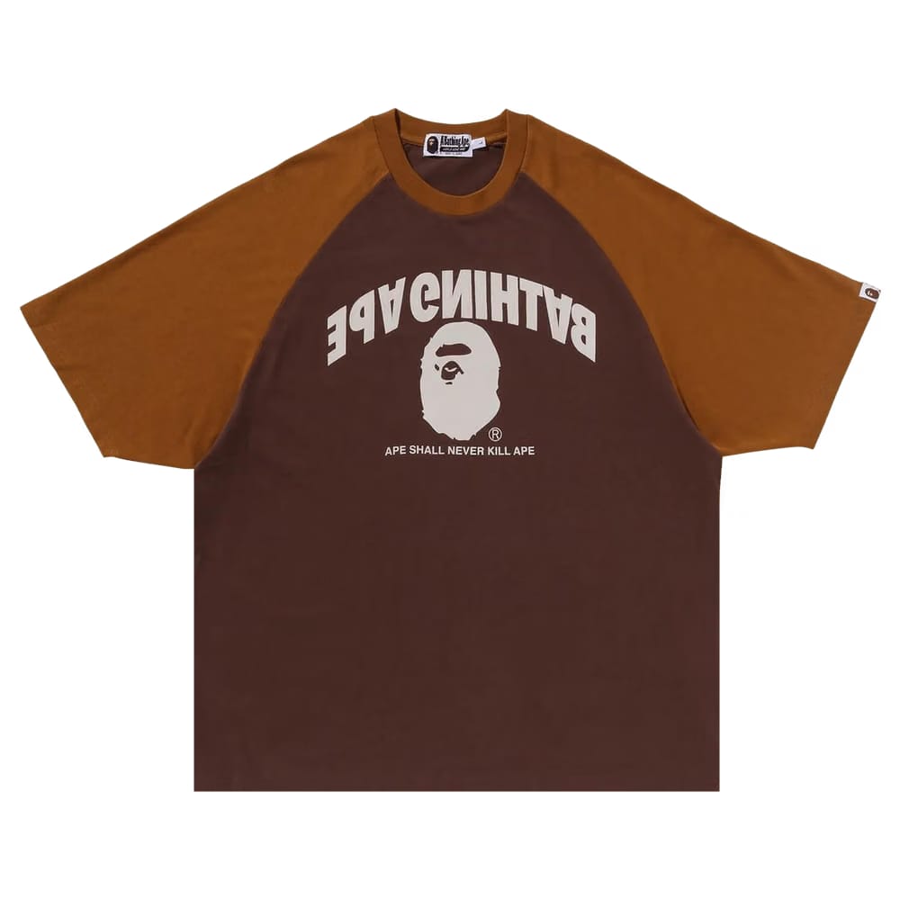 BAPE College Relaxed Fit Raglan T-Shirt Brown