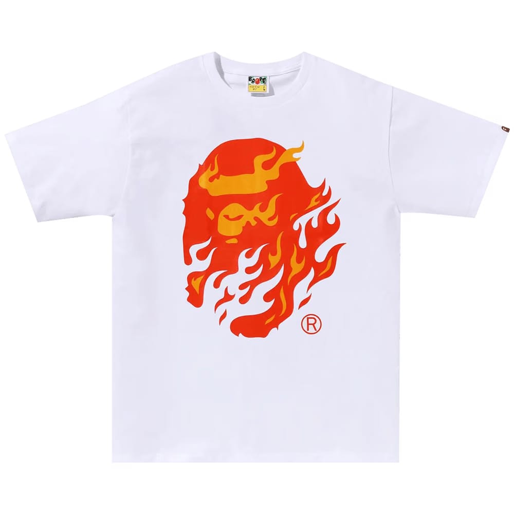BAPE Flame Ape Head T-Shirt White/Red