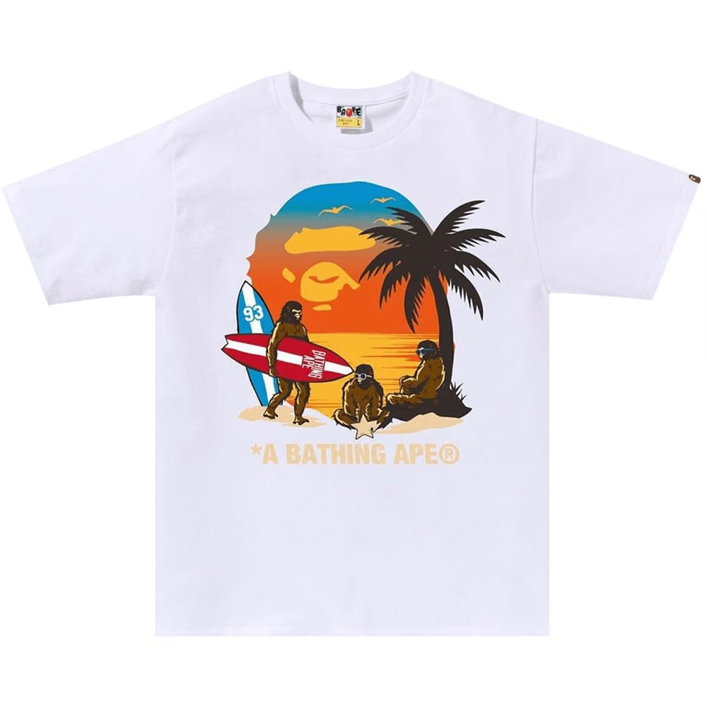 BAPE Sunset Beach Ape Head T-Shirt White